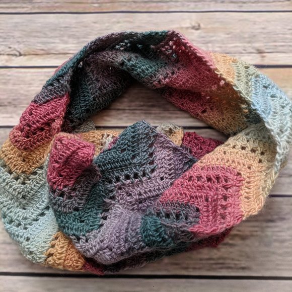 Wool Scarf in Jewel Tones Chevron Pattern - Picture 1 of 3